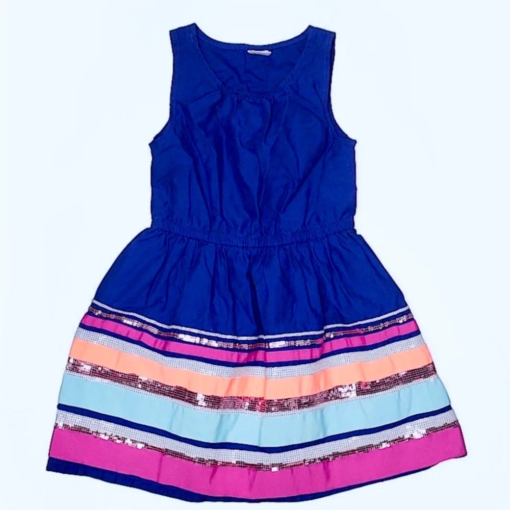 Gymboree royal blue sequin stripe dress